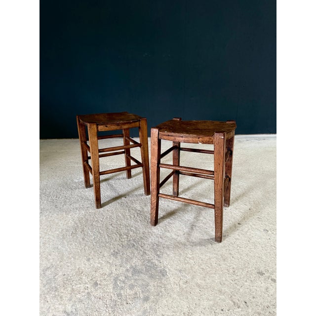 Vintage French Country Bistro Low Stools, 1930s, Set of 2 For Sale - Image 15 of 15