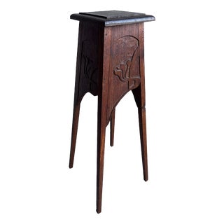 Art Nouveau Carved Wooden Plant Stand, 1910 For Sale