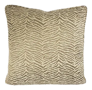 Large Zebra Print Chenille in Fawn With Self-Welt Pillow Cover