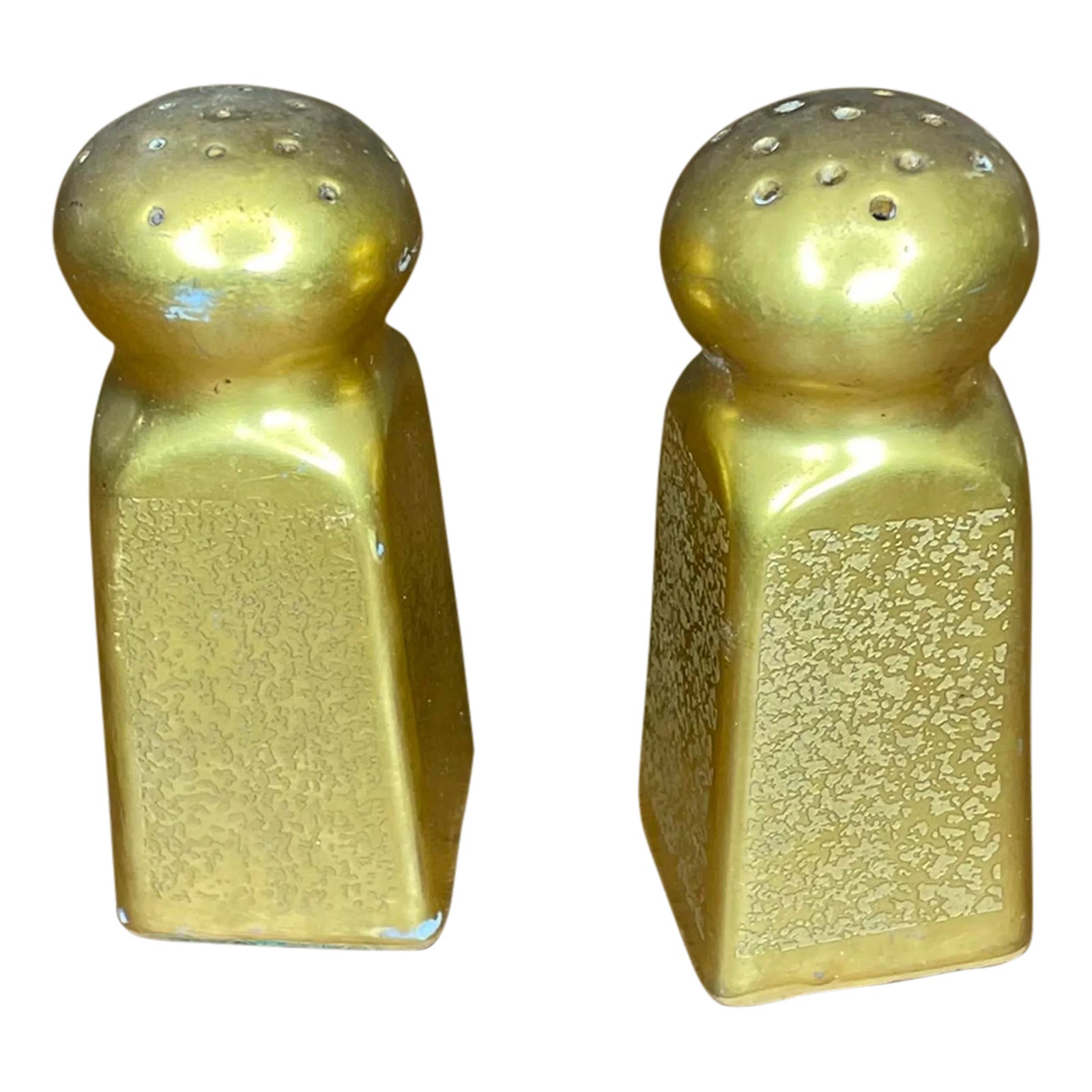 Mid Century Gold Pickard Salt & Pepper Shakers Set of Two Chairish