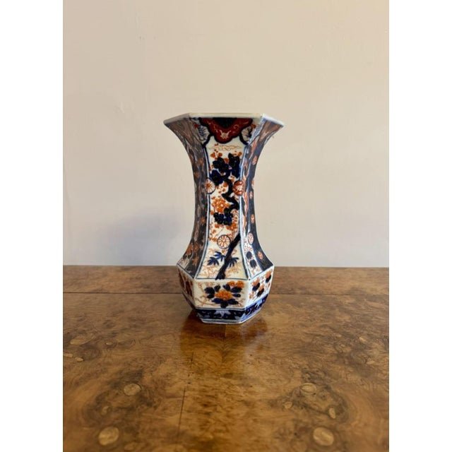 Antique Japanese Imari Hexagonal Shaped Vase, 1900 For Sale - Image 4 of 6