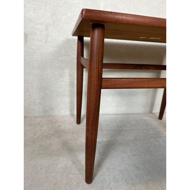 Brown Vintage Side Table in Teak from O.M.F. For Sale - Image 8 of 11
