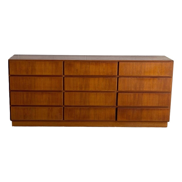 Komfort 12 Drawer Teak Lowboy Dresser Bedroom Storage Denmark Mid-Century Modern 1970s For Sale