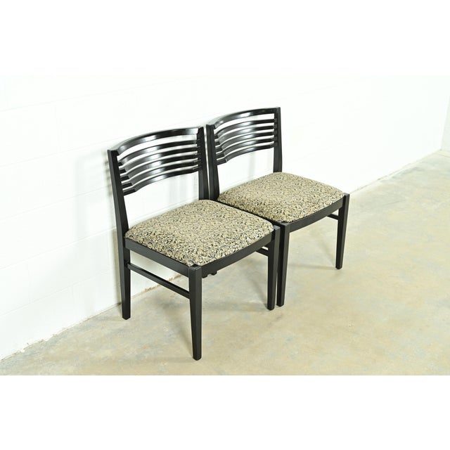 Knoll Knoll Postmodern Black Lacquered Ricchio Side Chairs or Dining Chairs, Pair For Sale - Image 4 of 14
