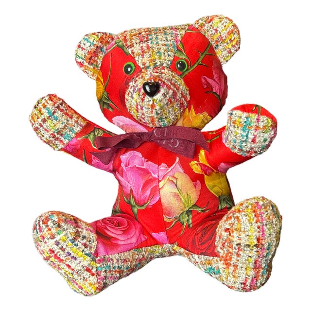 Gucci Roses Vintage Silk Scarf Tender Teddy Bear For Sale