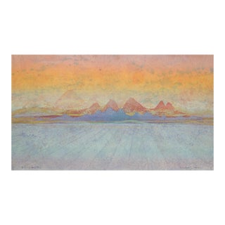1985 Walter Crump Abstract Sunset Landscape Collograph Print For Sale