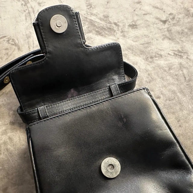 21st Century Vintage Black Leather Micro Shoulder Bag by Salvatore Ferragamo For Sale - Image 15 of 16