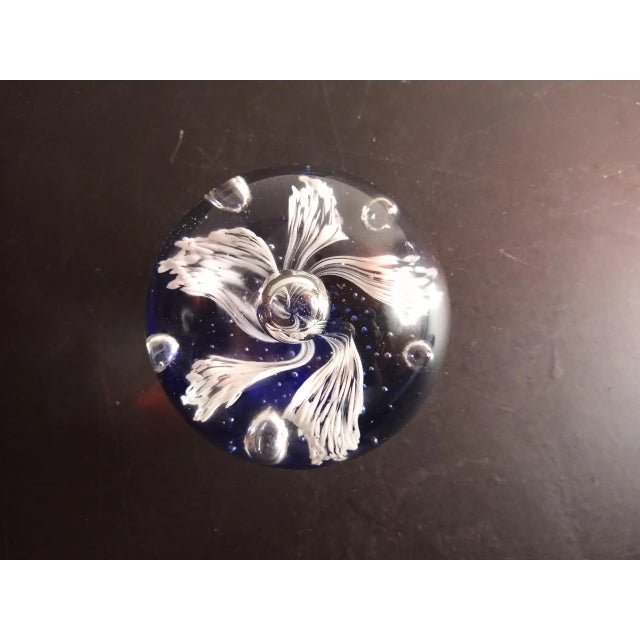 This is Dynasty Gallery Heirloom Collectible 4" Cobalt Blue Bullicante Paperweight. Procured at auction