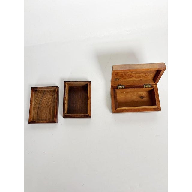Brown Wooden Boxes with Decorative Inlays, France, 1970s, Set of 2 For Sale - Image 8 of 10