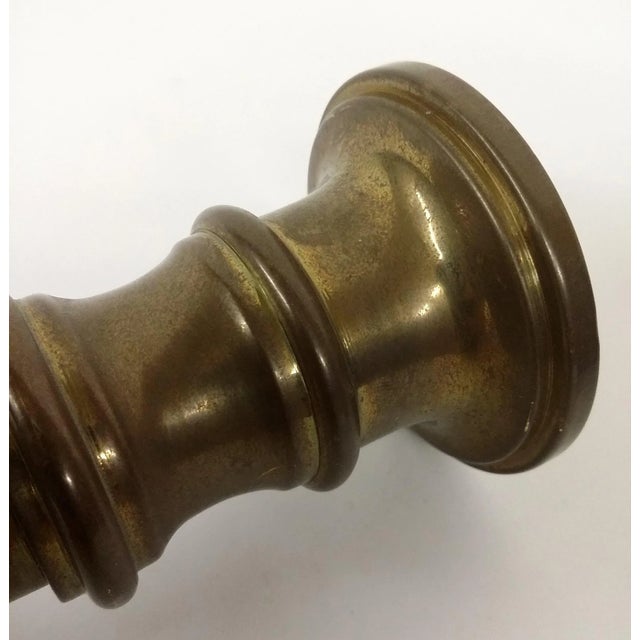 Brown Vintage Solid Heavy Brass Candle Holder For Sale - Image 8 of 8