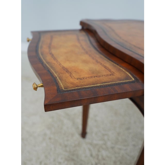Brown Maitland Smith Leather Top Games Table For Sale - Image 8 of 18