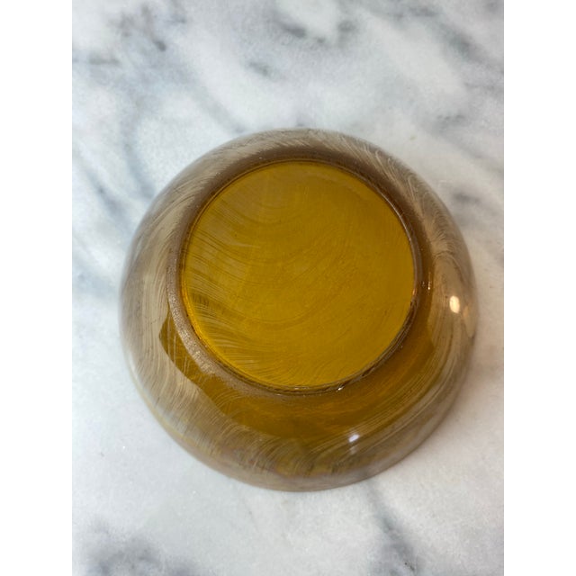 Vintage Arcopal France “Volcan” Frosted Amber Opaline Art Glass Bowl For Sale - Image 9 of 12