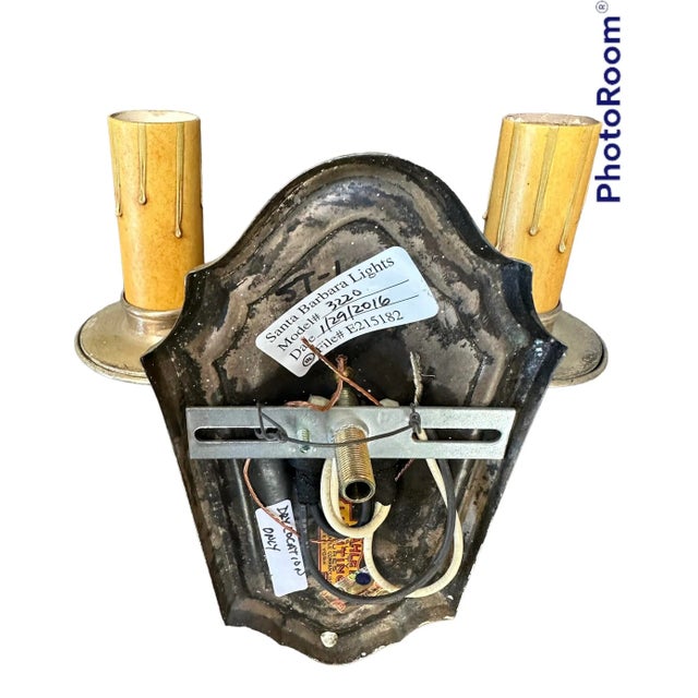 Pair Brass With Silver Plate Finish Wall Sconces, Circa 1920 For Sale In Los Angeles - Image 6 of 8