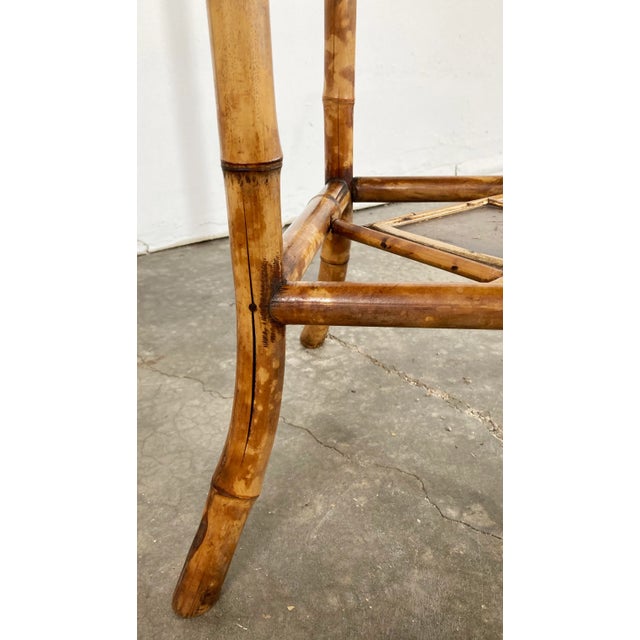Antique Hand Painted Chinoiserie Style Scorched Bamboo Table For Sale - Image 11 of 13