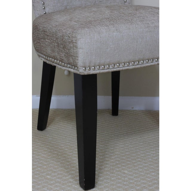 Gray Contemporary Upholstered Accent Chair With Silver Nailhead Trim For Sale - Image 8 of 10