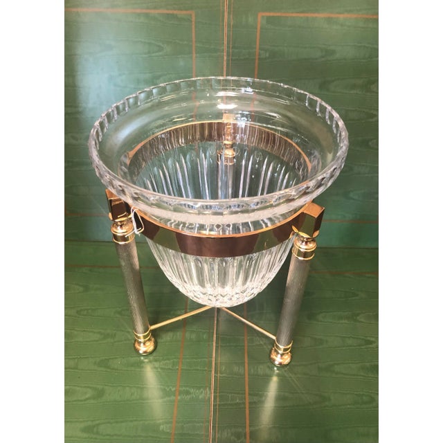 Vintage Designer Guild crystal, brass and chrome champagne or ice bucket. Signed on the bottom. Excellent used condition....