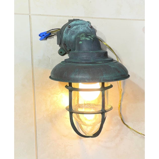 Elevate your space with this stunning, authentic pair of vintage maritime-style nautical wall sconces, Crafted from heavy-...