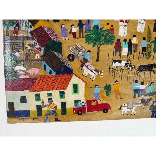 2000 - 2009 2009 Jadiro Colorful Folk Art Oil on Canvas Painting – Unframed For Sale - Image 5 of 12