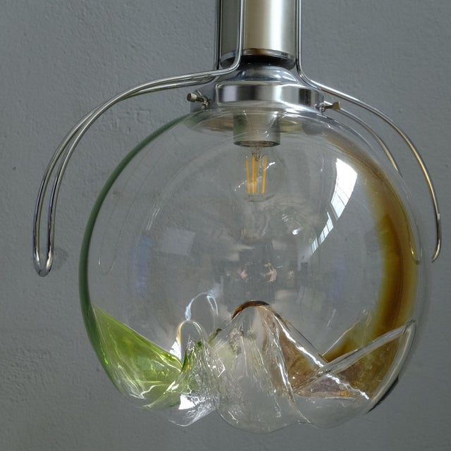 Brown Pendant Lamp in Steel and Murano Glass For Sale - Image 8 of 18