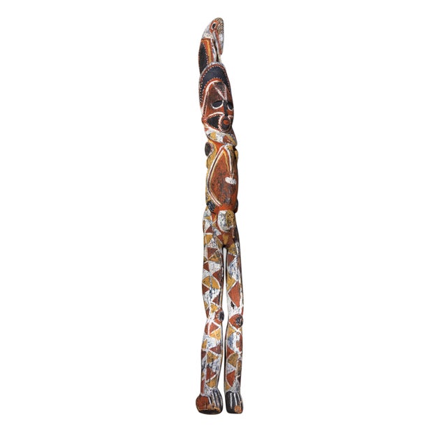 Vintage Maprick/Abelam standing figure crowned with a Hornbill bird from the Middle Sepik region of Papua New Guinea. This...