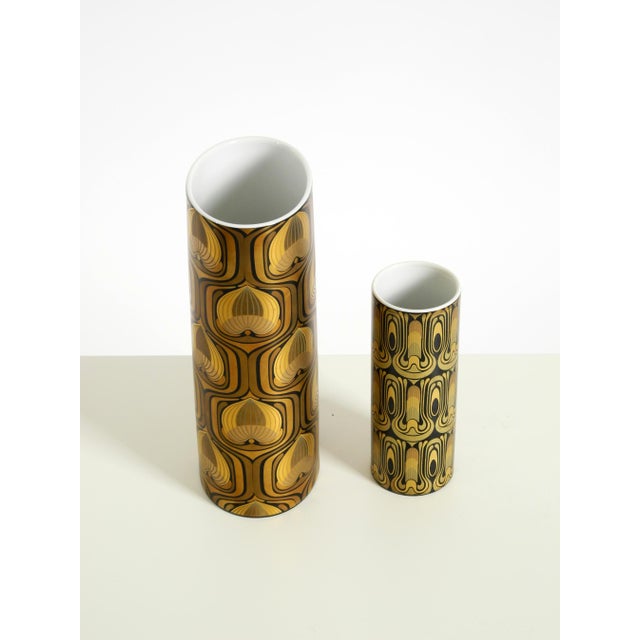 Black Porcelain Vases by Björn Wiinblad for Rosenthal Studio-Linie, 1970s, Set of 2 For Sale - Image 8 of 17