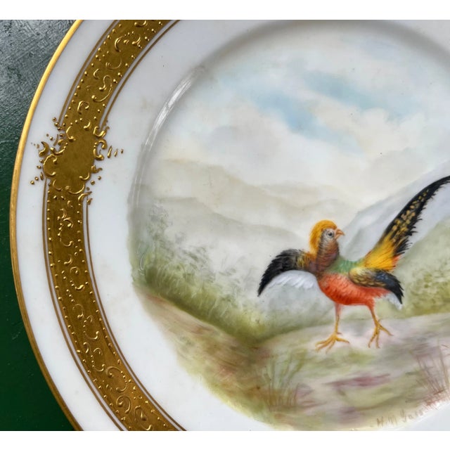 19th Century Antique 19th Century Haviland Limoges Porcelain Game Plate With Hand Painted Pheasant Signed H. M. Gass For Sale - Image 5 of 10