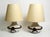 Two beautiful giant Italian Mid Century white ceramic table lamps with original shades. Great classic Italian design....