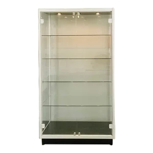 Vintage Rectangular Glass Two-Door Lighted Wall Display Cabinet