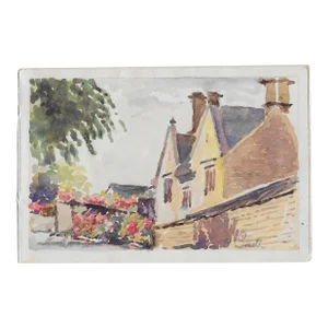 1940s Helen Smith English Village Watercolor