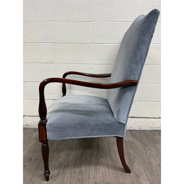 Vintage Federal Style Inlaid Mahogany Lolling Armchair For Sale - Image 4 of 10