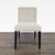 Low back chairs on wood legs. Brand: Crate & Barrel. Dimensions (in): 20W x 20D x 34H.