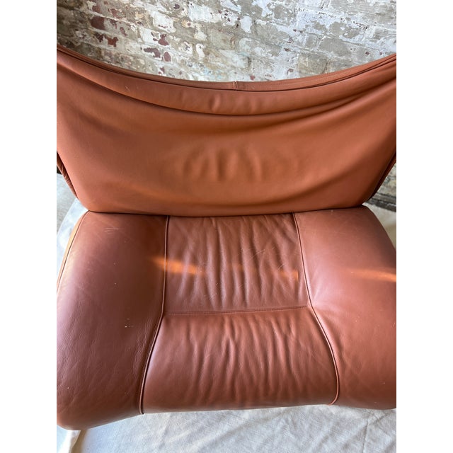Vintage Cognac Leather Sling Lounge Chairs – Pair For Sale - Image 15 of 18