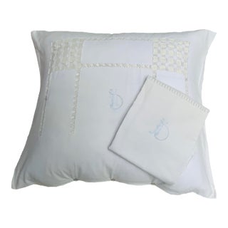 Antique French Linen Euro Style Pillow Covers, Pair c.1900 For Sale