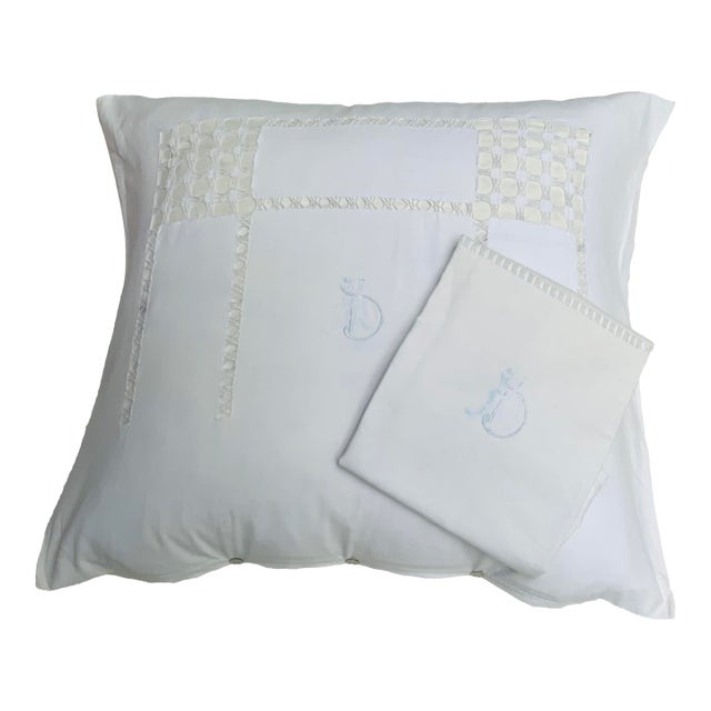 Antique French Linen Euro Style Pillow Covers, Pair c.1900 For Sale