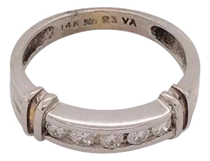 14 Karat White Gold Channel Set Ring Wedding Bridal Band 0.23 TDW