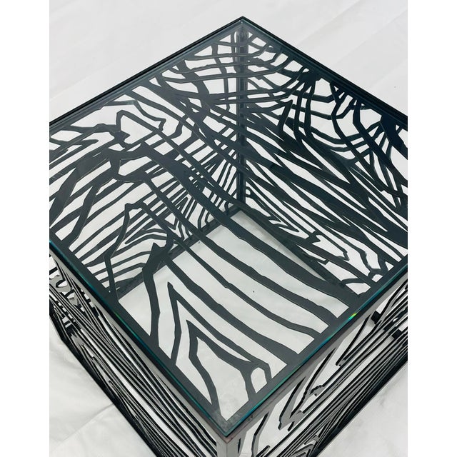 Italian Blackened Bronze Cube Table by Jean-Louis Deniot, Labeled For Sale - Image 13 of 18