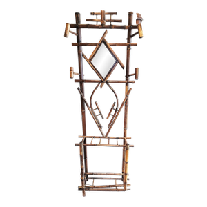 1910s French Burnt Bamboo Portemanteau Vestier Coat Rack