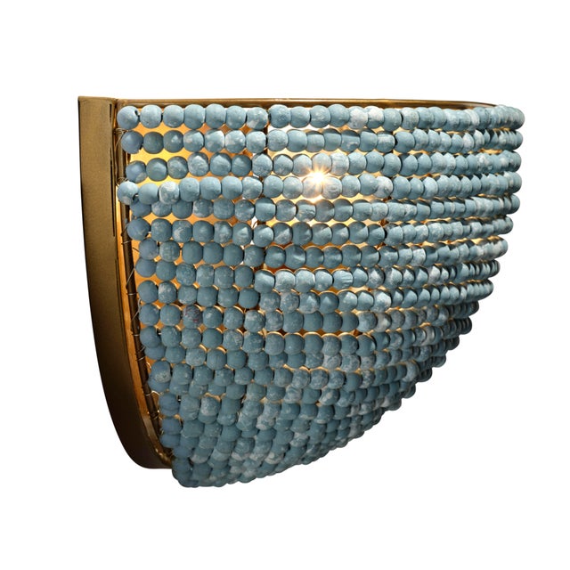 Jamie Young Barnacle 1-Light Beaded Demi Lune Wall Sconce, Blue For Sale In Los Angeles - Image 6 of 7