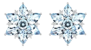 Nina Zhou Aquamarine Diamond Snowflake Earrings in 14k Yellow Gold - a Pair