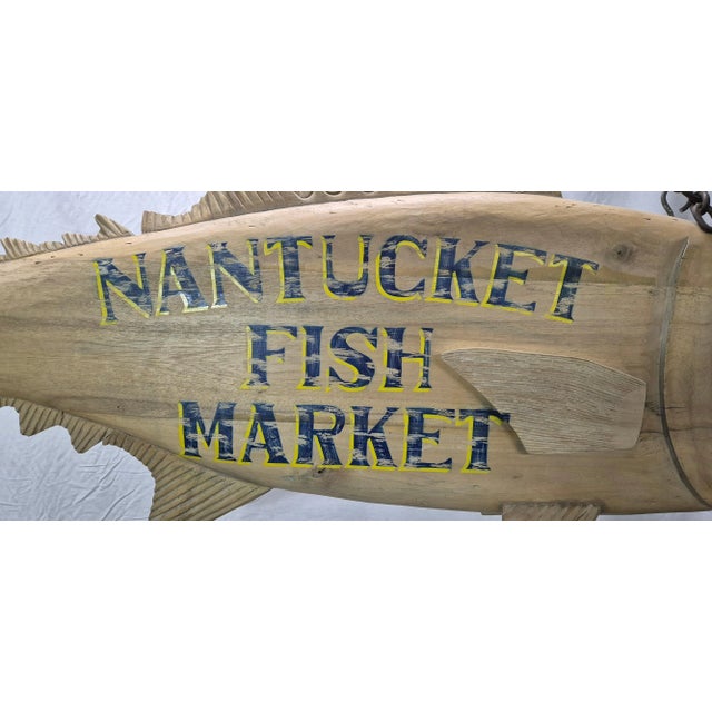 Wood Nantucket Fish Market Trade Sign For Sale - Image 7 of 12