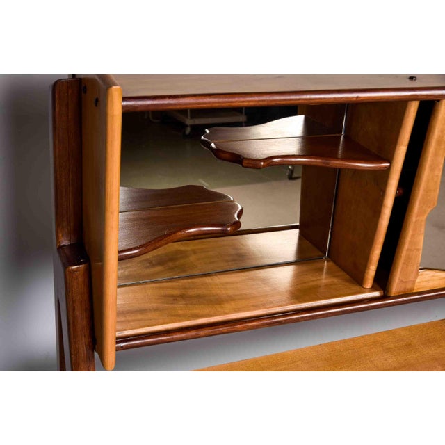 Mid-Century Italian Bar Cabinet With Mirrored Sliding Doors For Sale - Image 9 of 12