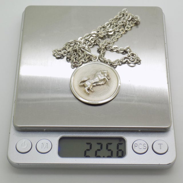 Vintage Italian Handmade Sterling Silver 925 Medallion and 835 Chain with Taurus Zodiac, Italy, 1970s For Sale - Image 9 of 12