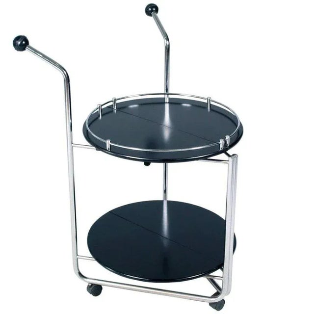 Vintage Chromed-Steel & Lacquered Wood Bar Trolley, 1990s For Sale - Image 6 of 6