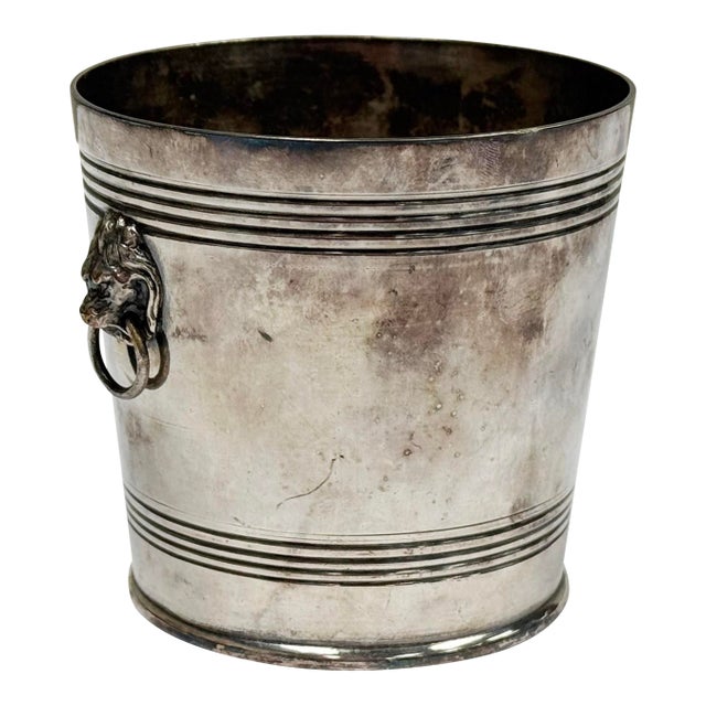 Vintage Petite Silverplate Jardienere With Lion Head Handles For Sale