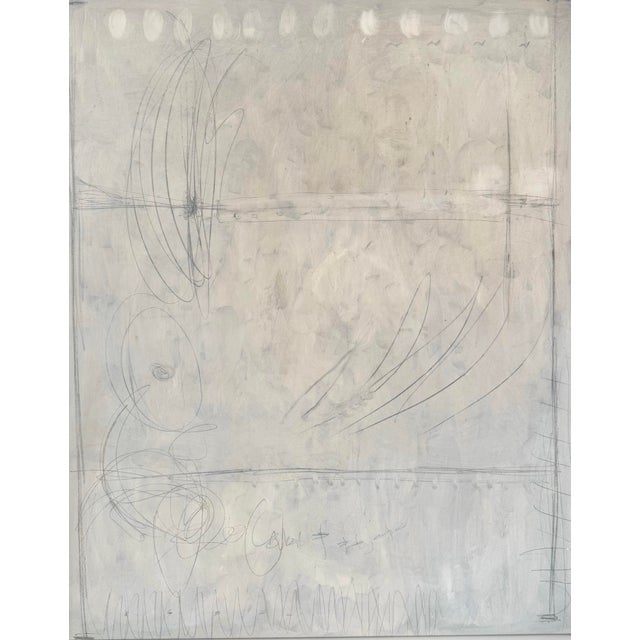 Oil Dirty White Painting Original Abstract Wall Canvas Contemporary Minimalist Picture With Cold Shade | Unstretched (Rolled in Tube) For Sale