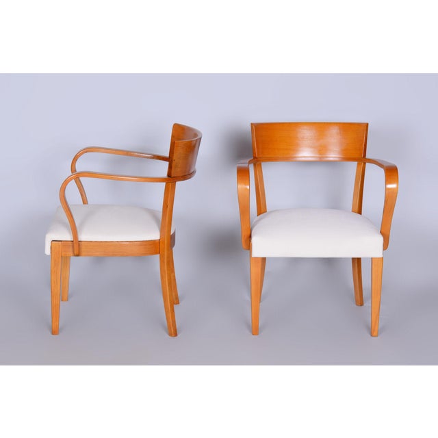 Art Deco Beech Armchairs attributed to Jindrich Halabala for Up Zavody, 1930s, Set of 2 For Sale - Image 6 of 12