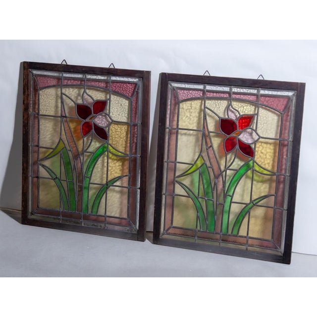 Art Nouveau Stained Glass Panel, 1910 For Sale - Image 3 of 10