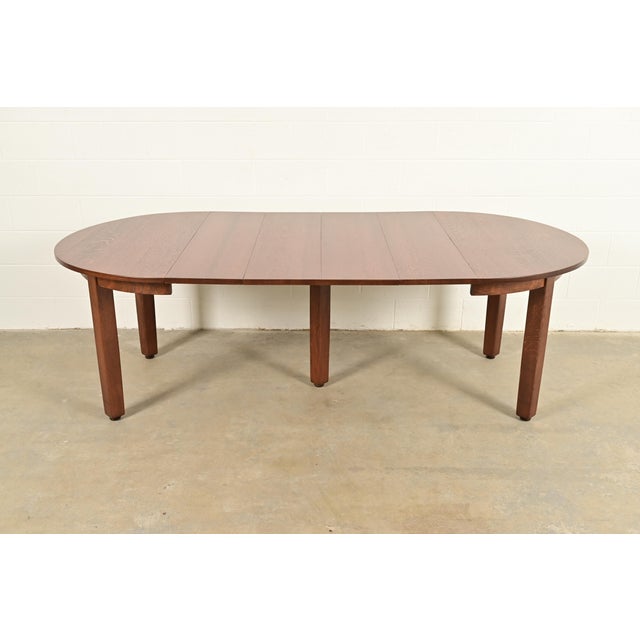 Brown L. & J. G. Stickley Antique Mission Oak Arts & Crafts Extension Dining Table, Newly Refinished For Sale - Image 8 of 13