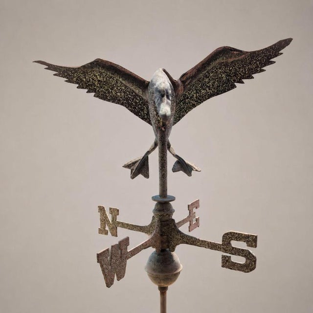 Antique Three-Dimensional Copper Weathervane with Open-Winged Duck, 1900s For Sale - Image 4 of 8