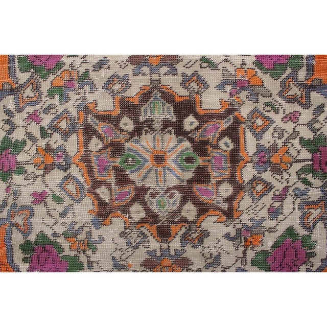 1990s Shabby Chic 1990's Vintage Orange/Blue Wool Rug - 4'9'' X 9'11'' For Sale - Image 5 of 10